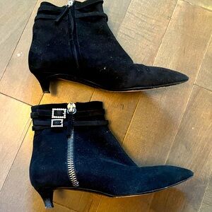 Giuseppe Zanotti suede kitten heeled zip with bucket detail booties